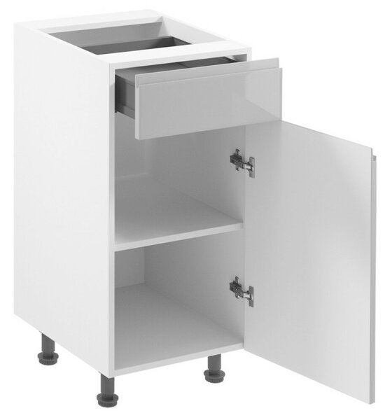 Alsószekrény, fehér/szürke extra magasfényű HG, AURORA D40S1