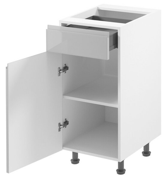 Alsószekrény, fehér/szürke extra magasfényű HG, AURORA D40S1
