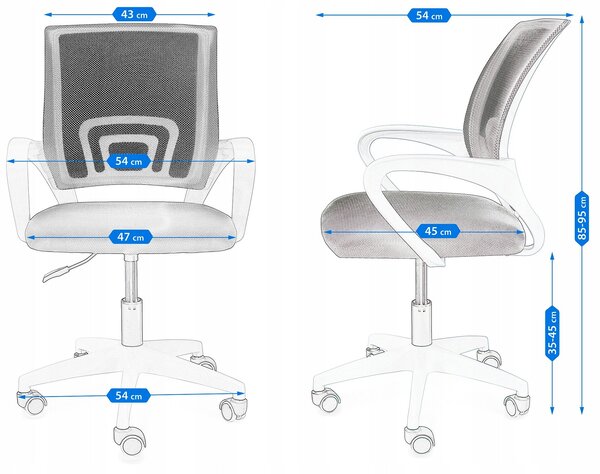 Jumi Smart ergonomikus irodai Forgószék - Fekete, Fehér