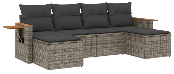 VidaXL Polyrattan Kerti Ülőgarnitúra - 6 részes - Szürke