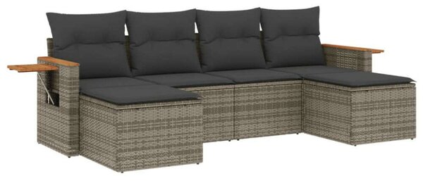 VidaXL Polyrattan Kerti Ülőgarnitúra - 6 részes - Szürke