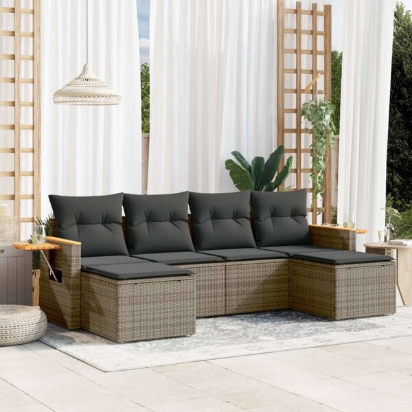VidaXL Polyrattan Kerti Ülőgarnitúra - 6 részes - Szürke