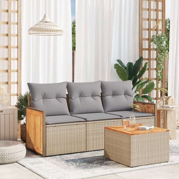 VidaXL Polyrattan Kerti Ülőgarnitúra - 4 részes - Bézs
