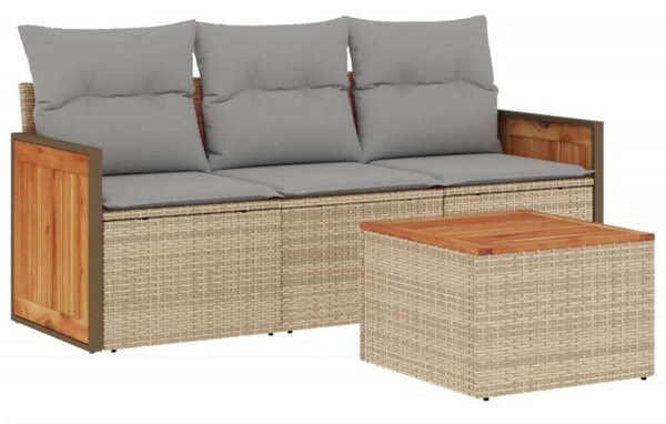 VidaXL Polyrattan Kerti Ülőgarnitúra - 4 részes - Bézs