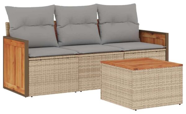 VidaXL Polyrattan Kerti Ülőgarnitúra - 4 részes - Bézs