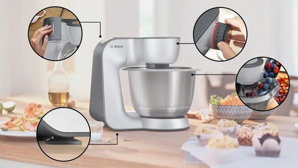 Bosch MUM58251 Series 4 Konyhai robotgép, 1000W, 3.9L, Ezüst-Fehér