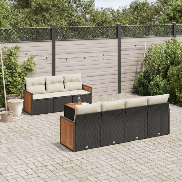 VidaXL 8 részes Kerti Ülőgarnitúra - Fekete Polyrattan
