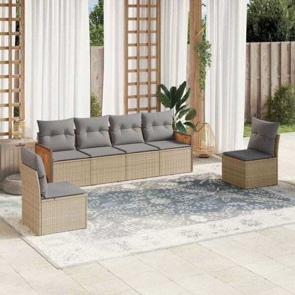 VidaXL Polyrattan Kerti Ülőgarnitúra - 6 részes - Bézs