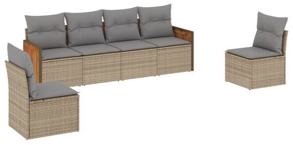 VidaXL Polyrattan Kerti Ülőgarnitúra - 6 részes - Bézs