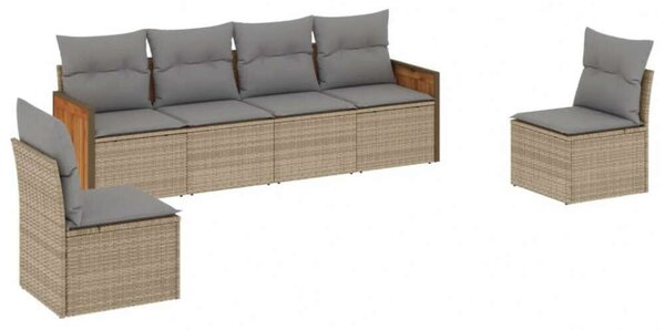VidaXL Polyrattan Kerti Ülőgarnitúra - 6 részes - Bézs
