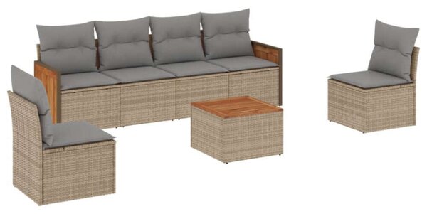 VidaXL Polyrattan Kerti Ülőgarnitúra - 7 részes - Bézs