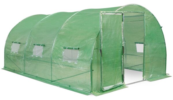 Garden Point 3x4,5m-es fémvázas fóliasátor, ajtóval, zöld