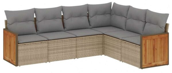 VidaXL Polyrattan Kerti Ülőgarnitúra - 6 részes - Bézs