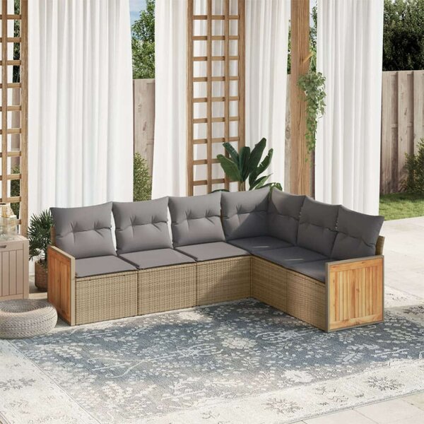 VidaXL Polyrattan Kerti Ülőgarnitúra - 6 részes - Bézs