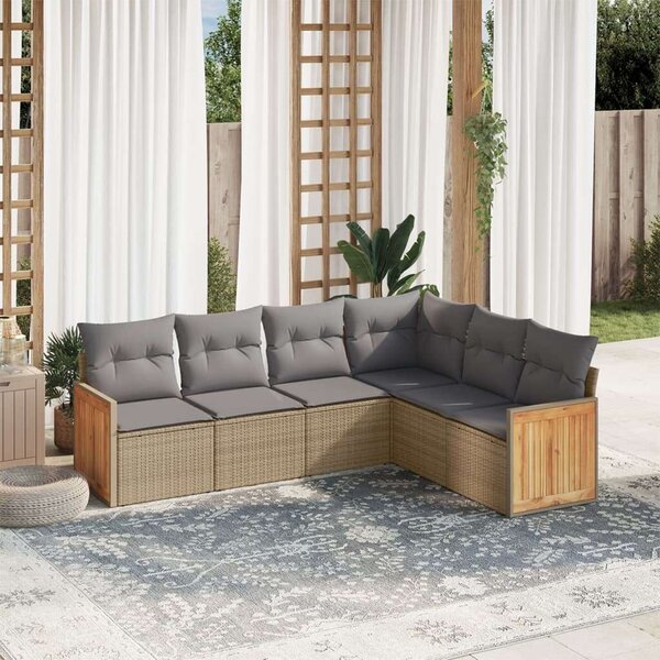 VidaXL Polyrattan Kerti Ülőgarnitúra - 6 részes - Bézs