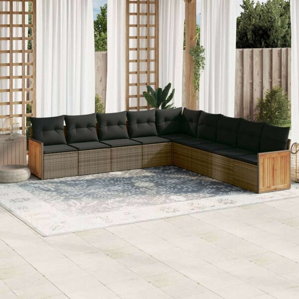 VidaXL Polyrattan Kerti Ülőgarnitúra - 9 részes - Szürke