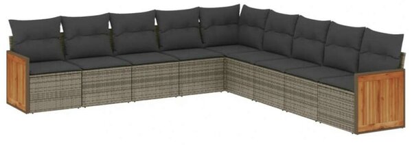 VidaXL Polyrattan Kerti Ülőgarnitúra - 9 részes - Szürke
