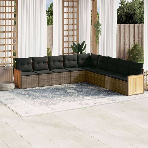 VidaXL Polyrattan Kerti Ülőgarnitúra - 9 részes - Szürke