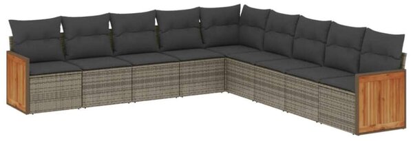 VidaXL Polyrattan Kerti Ülőgarnitúra - 9 részes - Szürke