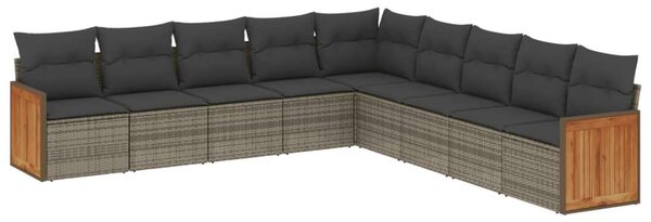 VidaXL Polyrattan Kerti Ülőgarnitúra - 9 részes - Szürke