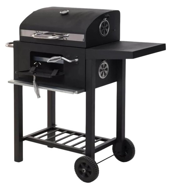 VAGGAN faszenes grill és füstölő, fedővel, hőmérővel és tárolóhellyel, 92 x 46 x 96 cm, fekete