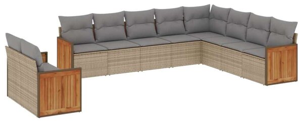 VidaXL Polyrattan Kerti Ülőgarnitúra - 10 részes - Bézs