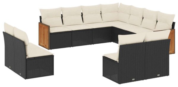 VidaXL Polyrattan Kerti Ülőgarnitúra - 11 részes - Fekete