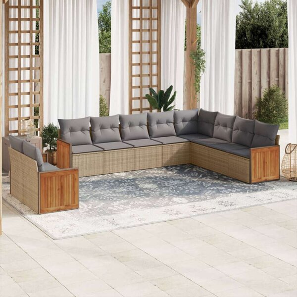 VidaXL Polyrattan Kerti Ülőgarnitúra - 10 részes - Bézs