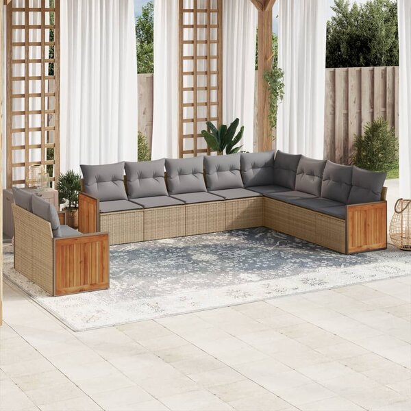 VidaXL Polyrattan Kerti Ülőgarnitúra - 10 részes - Bézs