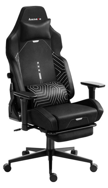 Gamer szék, lábtartóval prémium Black Noir