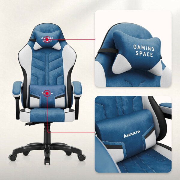 Gamer szék, forgó, ergonómikus, kék