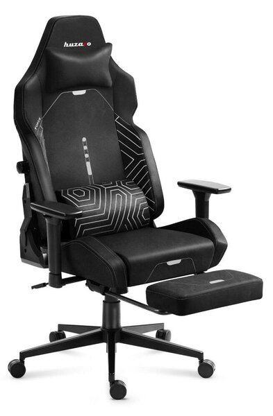 Gamer szék, lábtartóval prémium Black Noir