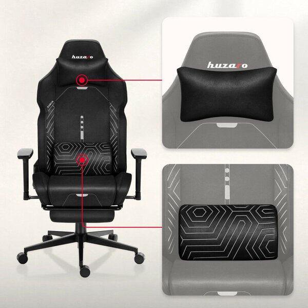 Gamer szék, lábtartóval prémium Black Noir