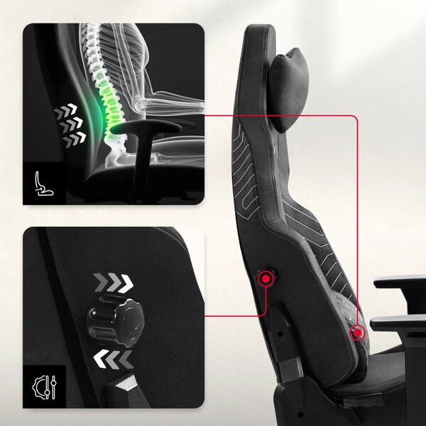 Gamer szék, lábtartóval prémium Black Noir