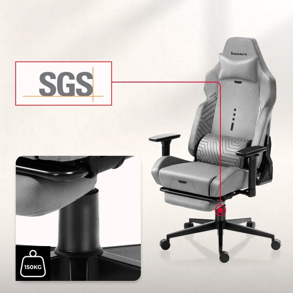Gamer szék, lábtartóval prémium Grey Noir