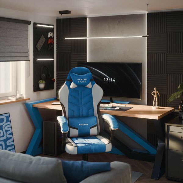 Gamer szék, forgó, ergonómikus, kék