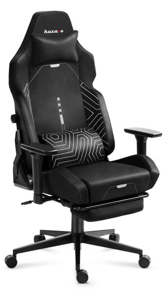Gamer szék, lábtartóval prémium Black Noir