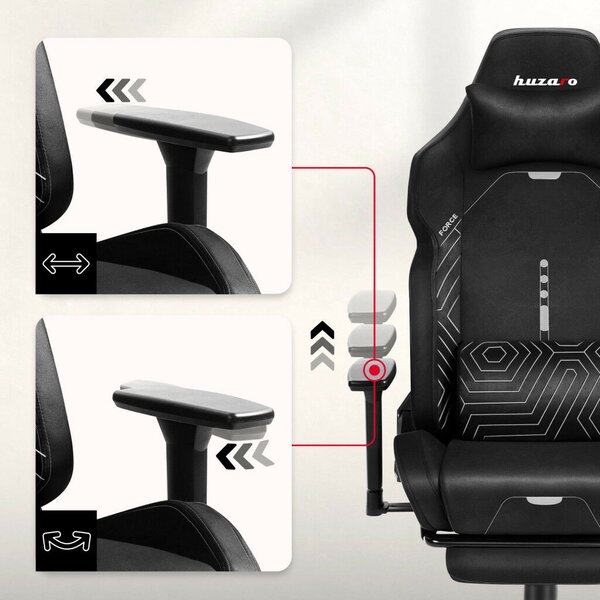 Gamer szék, lábtartóval prémium Black Noir