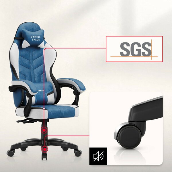 Gamer szék, forgó, ergonómikus, kék