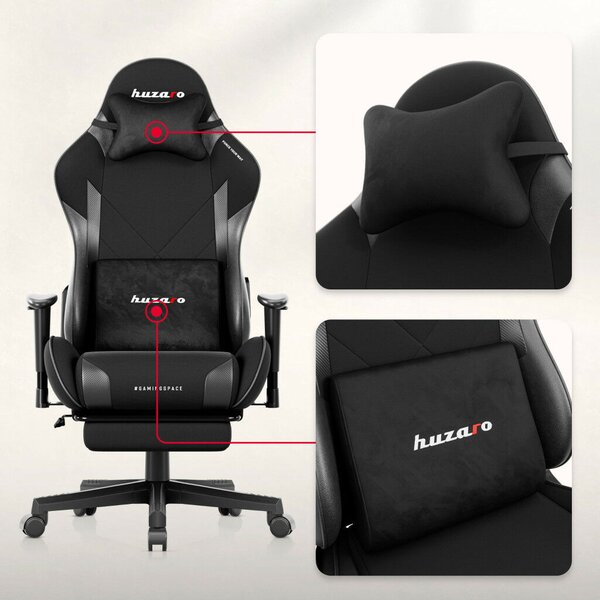 Gamer szék Force lábtartóval fekete