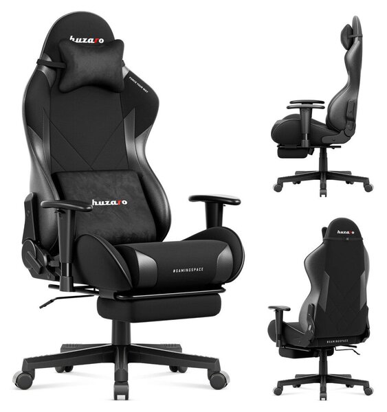 Gamer szék Force lábtartóval fekete