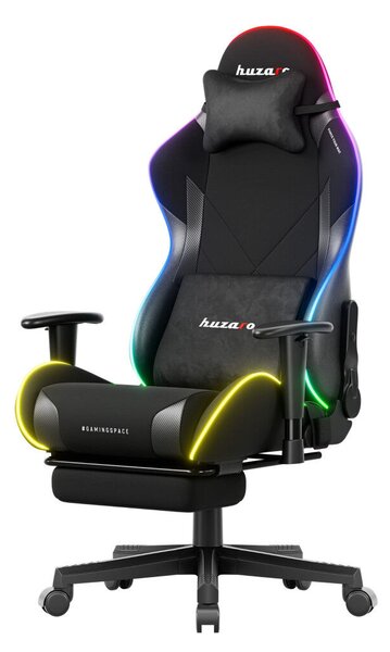 Gamer szék, Force lábtartóval fekete RGB