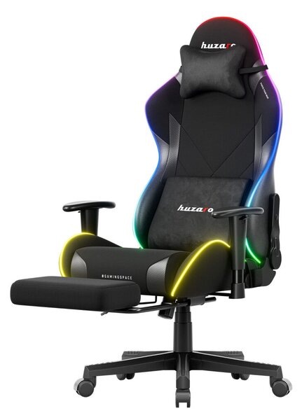 Gamer szék, Force lábtartóval fekete RGB