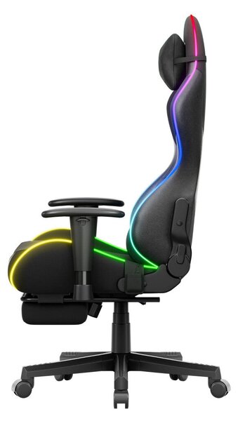 Gamer szék, Force lábtartóval fekete RGB