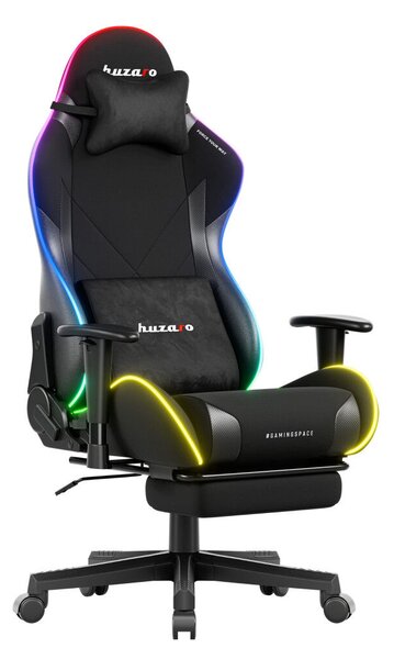 Gamer szék, Force lábtartóval fekete RGB