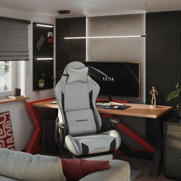Gamer szék, Force lábtartóval szürke