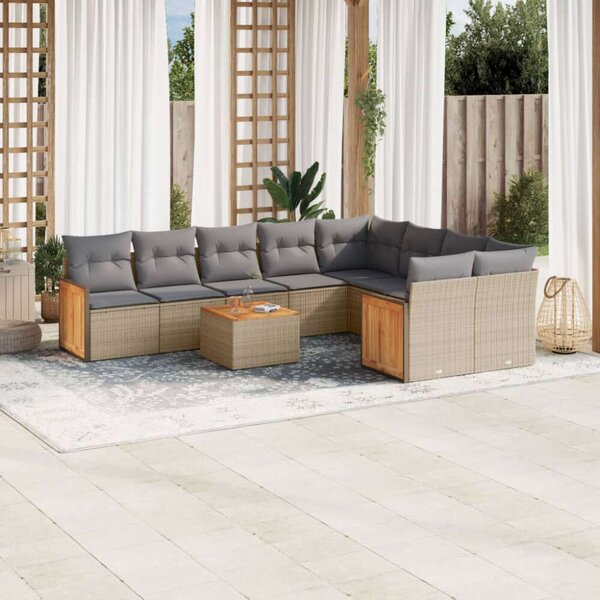 VidaXL Polyrattan Kerti Ülőgarnitúra - 10 részes - Bézs