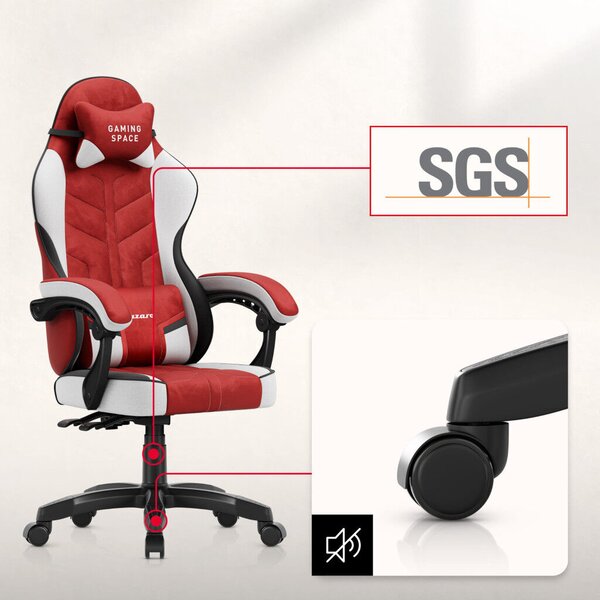 Gamer szék, forgó, ergonómikus, piros