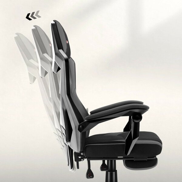 Gamer szék lábtartó, lélegző anyag, ergonómikus kartámaszok, Grey
