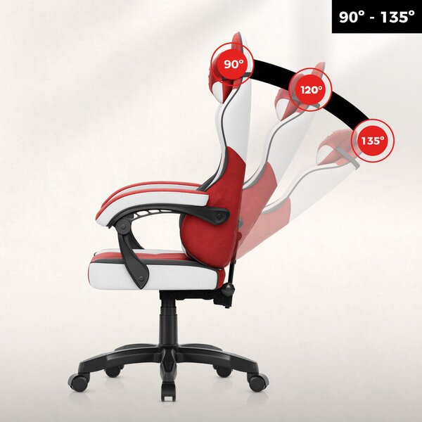 Gamer szék, forgó, ergonómikus, piros